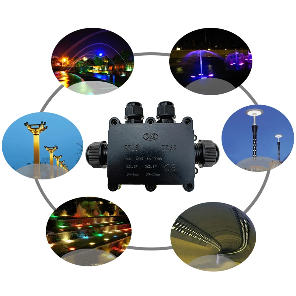 

Outdoor 4-hole Cable Waterproof Box Dust-proof Sunscreen Terminal Box IP68 four-way Junction Box
