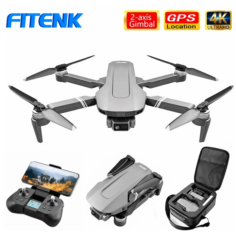 FITENK F4 GPS RC Drone with 2-axis Gimbal 5G WiFi 4K Camera Professional Brushless Foldable FPV Quadcopter Dron VS SG906 Pro EX5