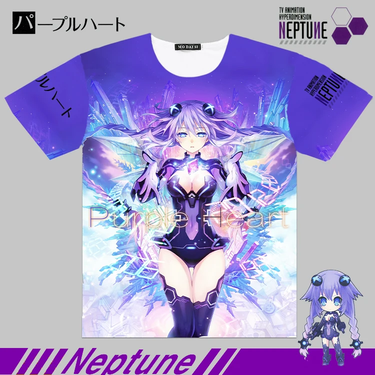 Аниме Choujigen игра Neptune костюм Нептуна для костюмированных представлений Футболка полный графический с коротким рукавом унисекс студенческие Casula/летние топы - Цвет: Neptune  6
