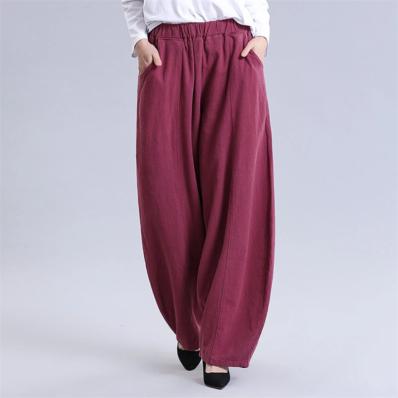plus size high waisted linen pants