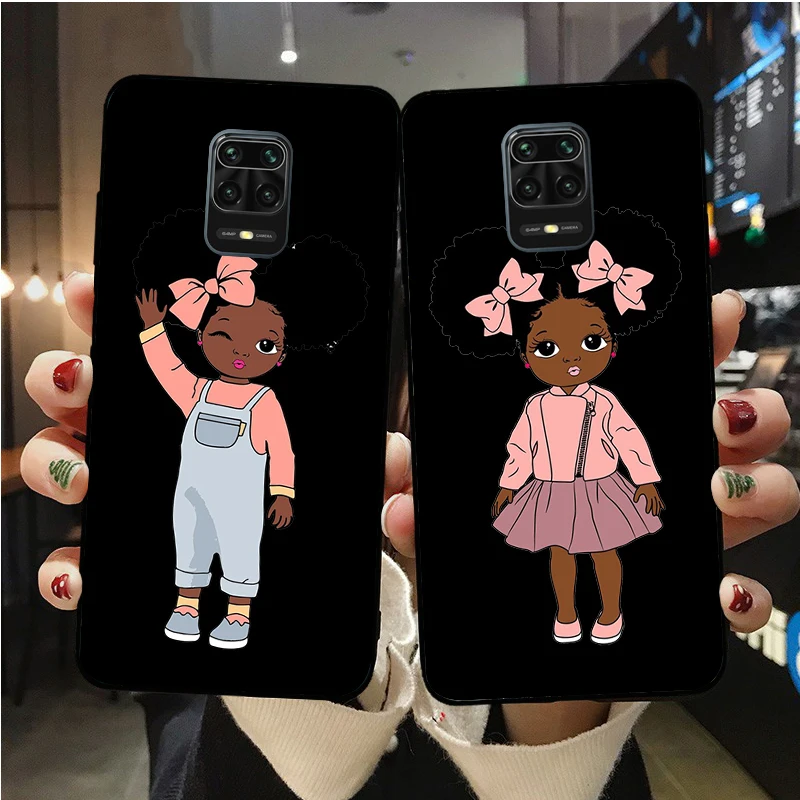 Cute black skin doll Black Silicone Phone Case For Mi10 Mi9T MiA2 MiA3 Mi11 Pro Lite Ultra Redmi Note 6 7 8 8T 9 9S 9ProMax | Мобильные