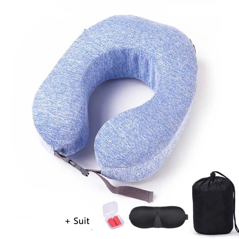 blue suit U-образная подушка для поддержки шеи с эффектом памяти, подушка для путешествий, самолет, подголовник для сна, офисные подушки для отдыха - Цвет: blue suit
