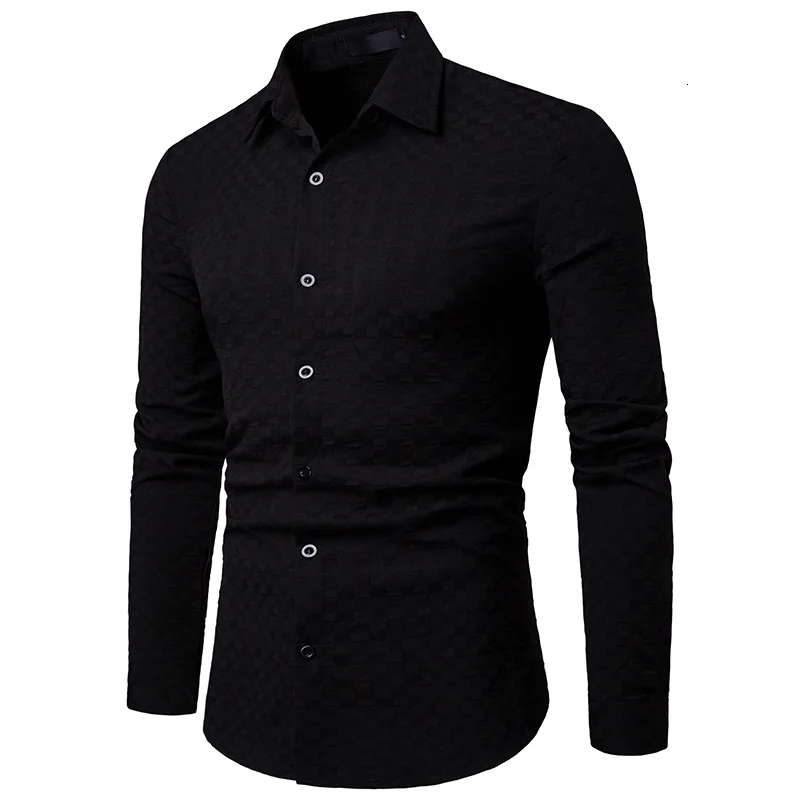 Мужская повседневная однотонное с длинным рукавом рубашка Slim Fit Мужская одежда для бизнеса рубашка брендовая мужская одежда мягкая удобная плюс размер