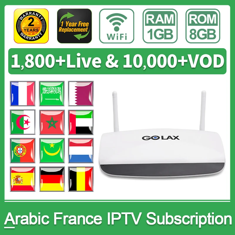 IPTV подписка на арабский голландский IPTV Германия Франция golax-m6 1G+ 8G andriod7.1 1 год QHDTV IPTV подписка голландский