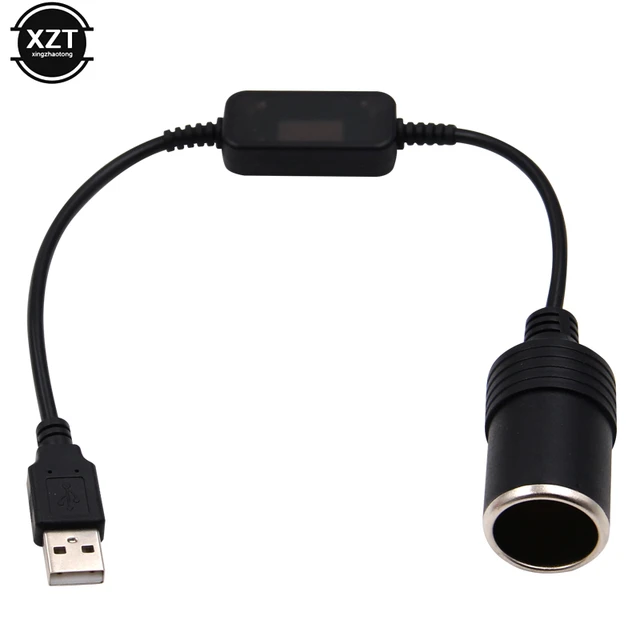 Adaptador convertidor con cable, controlador de puerto USB a 12V, toma de  mechero de coche, cable de alimentación hembra para Xiaomi Power Bank DVR -  AliExpress