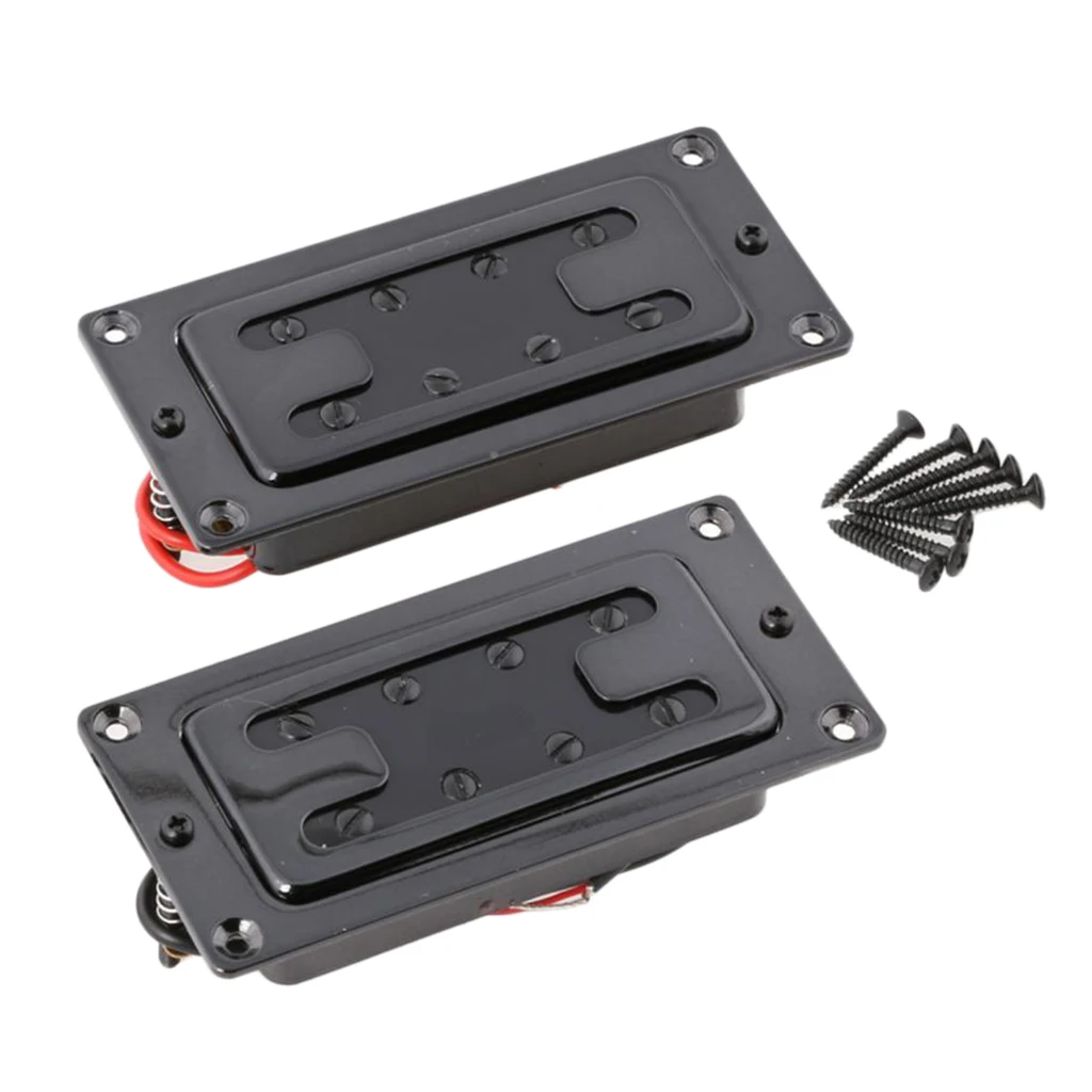 2pieces Black Noiseless Double Bridge Pickups for 4 String Electric Guitar