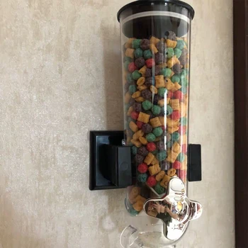 

Storage Container Rotary Knob Dry Food Space Saving Grain Air Tight Wall Mounted Practical Kitchen Snack Cereal Dispenser Home