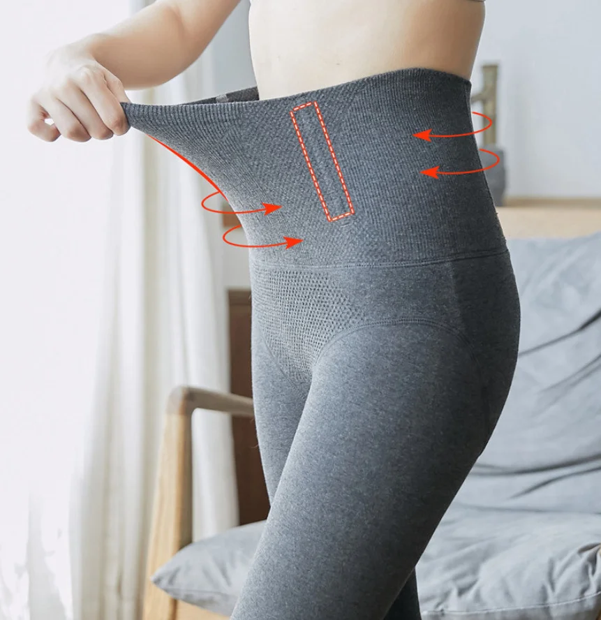 Hochgeschnittene Strumpfhose Super Warm Winter Vertikal Gerippte Streifen Thermische Strumpfhose für Damen – Detail 6