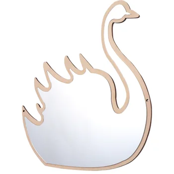 

Decorative Swan Shape Mirror Safe Wooden Mirror Decoration for Baby Nursery Kids Room Decor (Khaki)