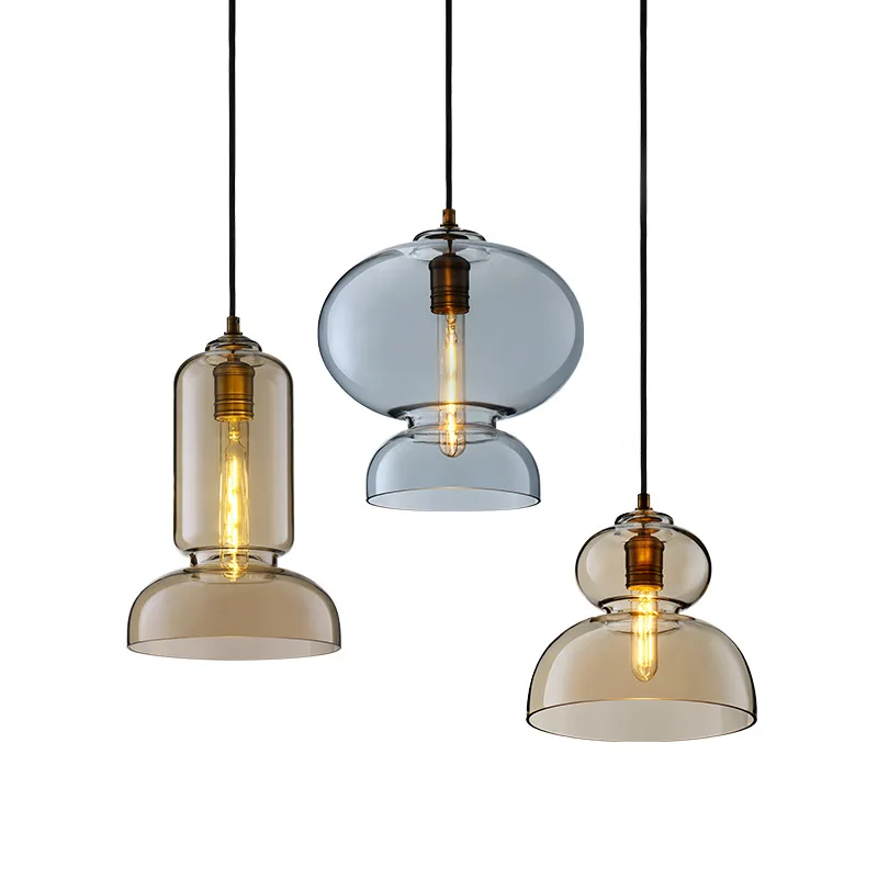 

luminaire industrial lamp glass bedroom restaurant Home Decoration E27 Light Fixture luminaria pendente deco chambre