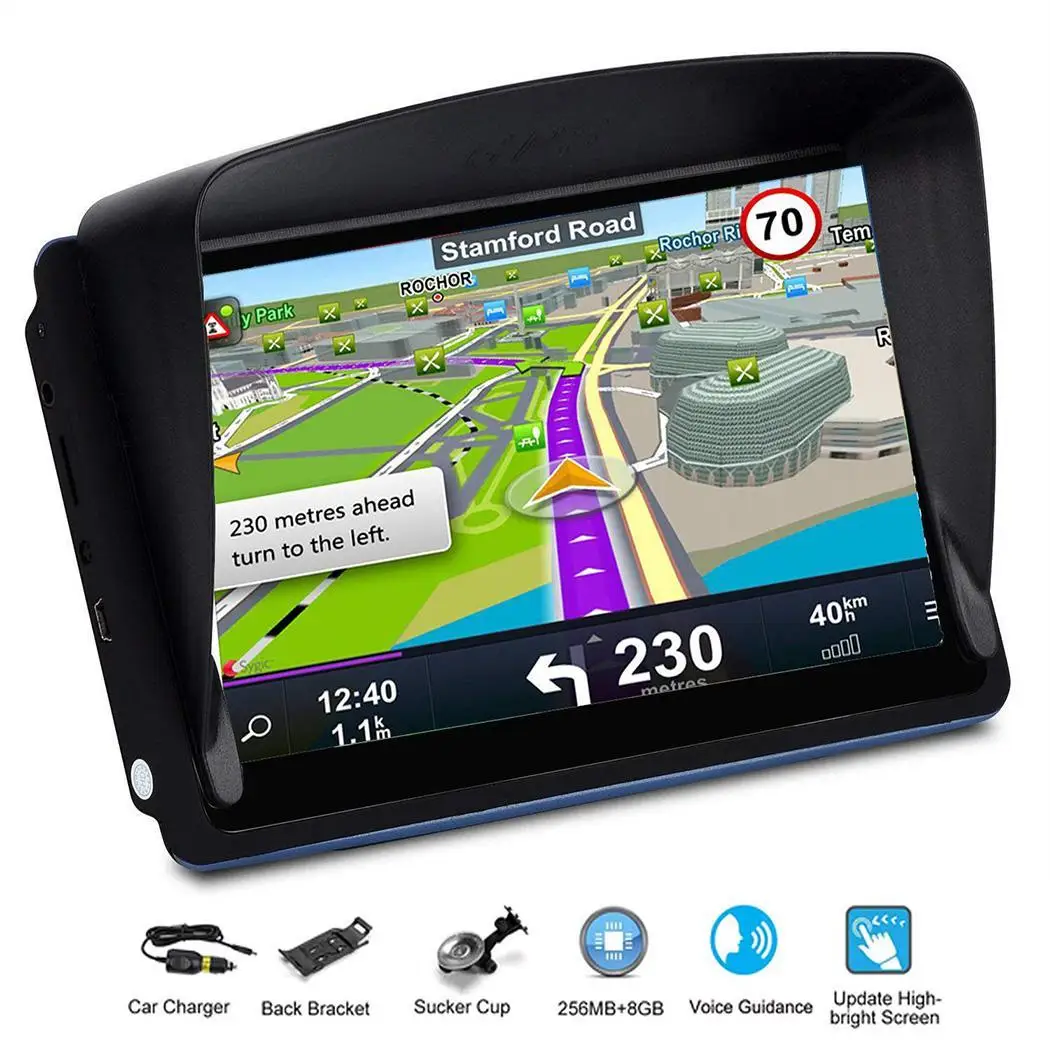 

7 inch GPS Navigator 8G 256MB FM with Kit IGO/NAVITEL RMVB, ASF, AVI, WAV, WMV9, etc. WINCE6.0 Sun inches Shield
