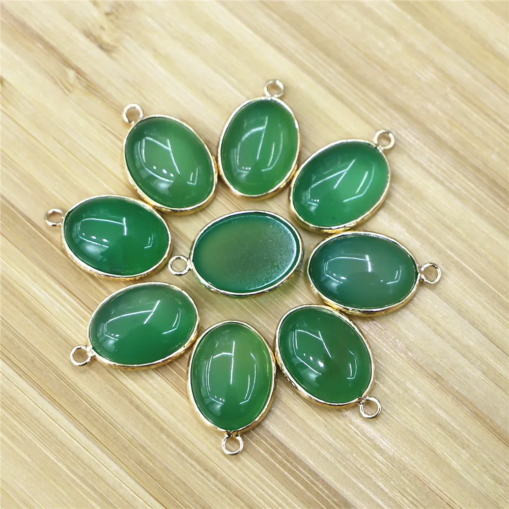 

Jewelry Inlaid Green Agates Gilded Necklace for Woman Charm Gift Wholesale Fashion Healing Crystals Stones Jewelry