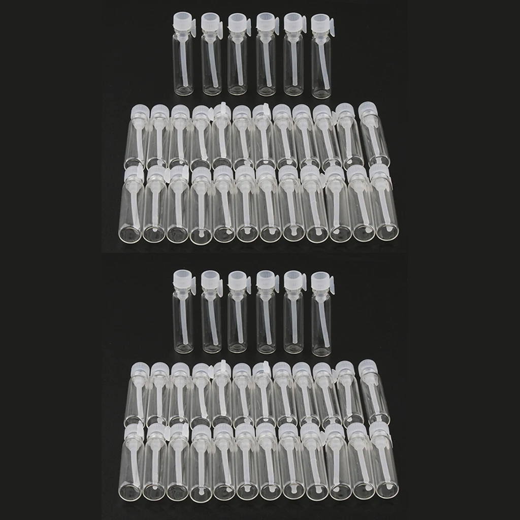 60 Pieces Mini Clear Glass Perfume Trial Bottles - Empty Refillable Sample Bottles, Portable Travel Makeup Vials 1ml