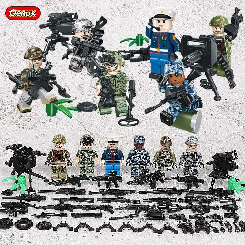 Oenux, новинка, современный мини русский альфа-сила, спецназ, армия, камуфляж, солдатики, фигурки, военный строительный блок, легоинги, кирпич, детская игрушка - Цвет: Military Set 9