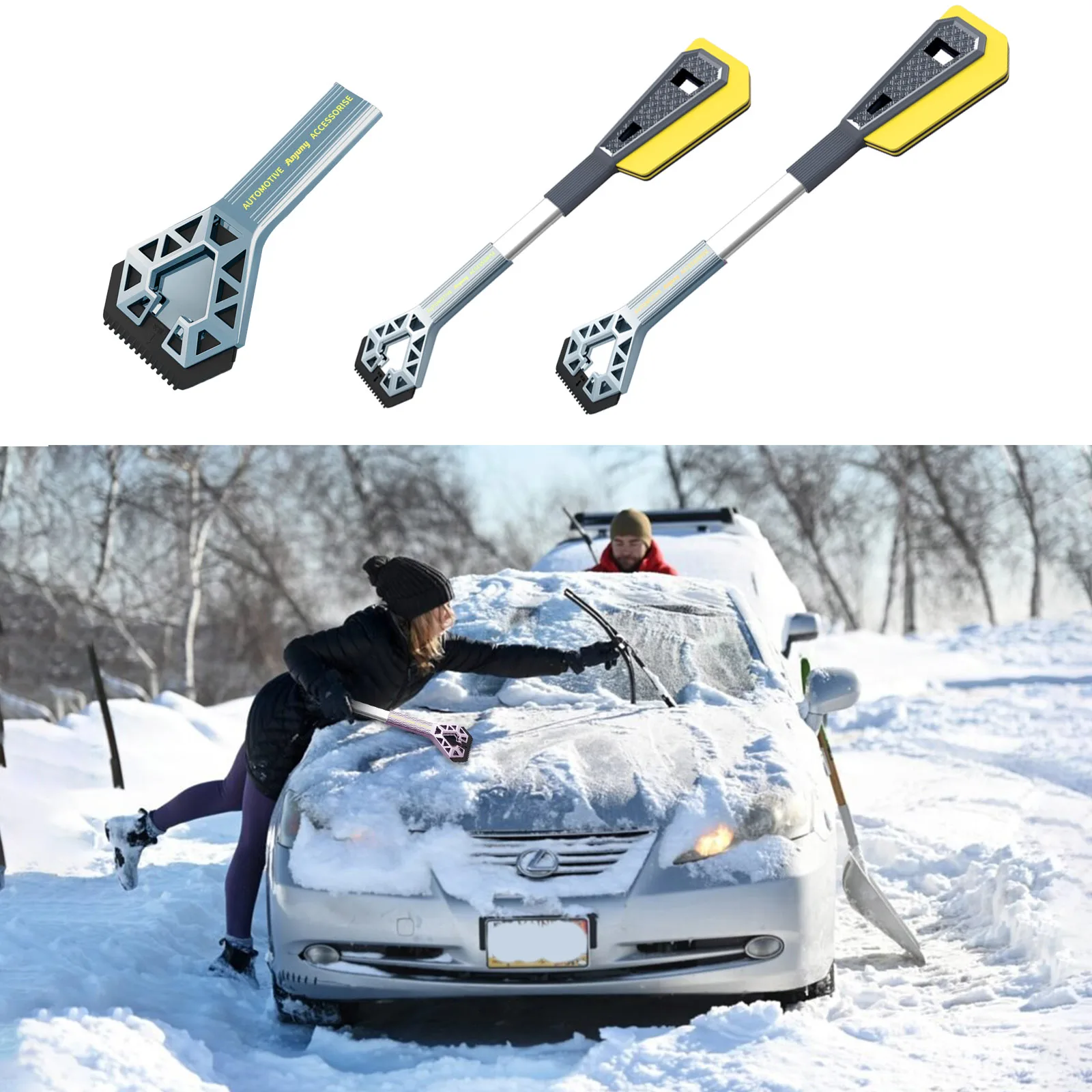 Car Snow Shovel 3 In1 Ice Scraper Windshield Detachable Breaker Winter Brush Auto Remover |