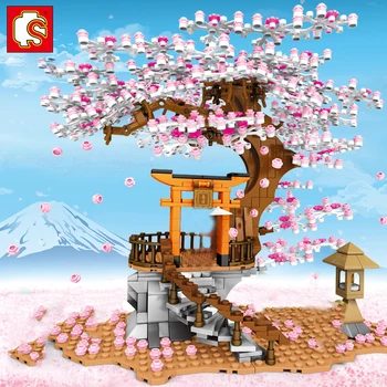 

Hipac SMEBO 1167 PCS Building Blocks Mini Street View Streetscape Bricks Technic Sakura Cherry Blossom Educational Toys for Kids