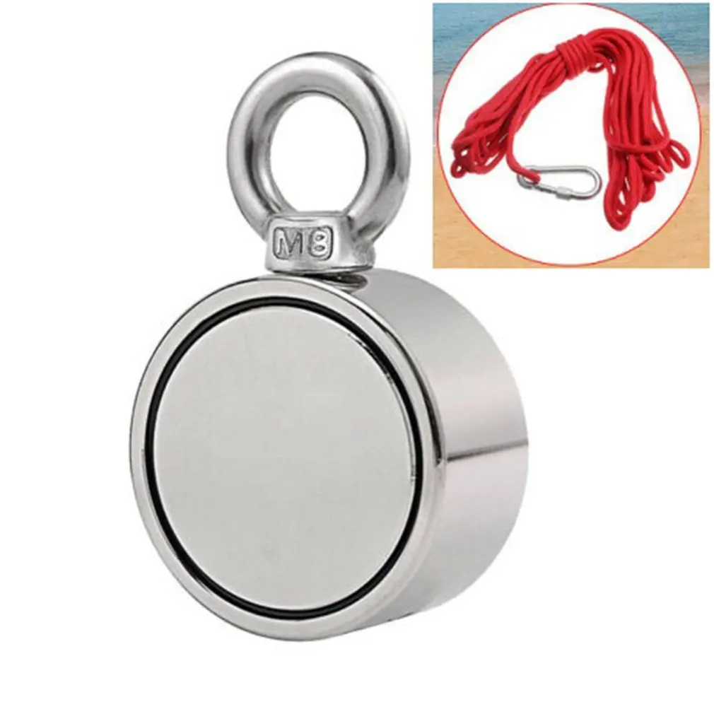 

200/300/500Kg NdFeB Magnets Steel Double Single Side Neodymium Metal Magnet Detector Fishing + 10M Rope