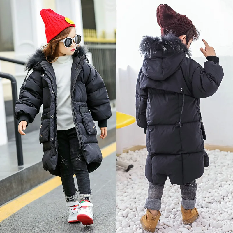 

Winter Girls Jacket Boys Long Section Thickening Warm Coats 2019 New Winter Cotton Children's Clothing Jacket Boy Jacket Parka