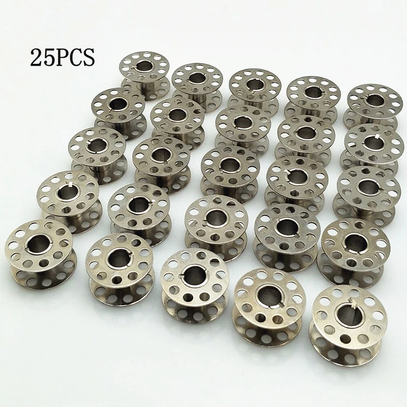 25 Pcs Metal Bobbin Spool Sewing Machine Spools with case Fit Most Brands for Brother Janome Singer