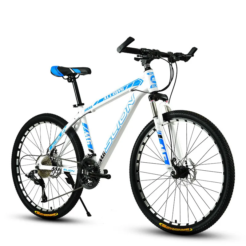 Горный велосипед 33 скорости 24 дюймовая Толстая велосипедная взрослых шок гоночный автомобиль двойной дисковые тормоза скорость детский велосипед - Цвет: white blue