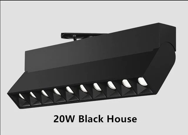Домашние светильник ing AC85-265V 6 Вт 12 Вт 20 Вт светодиодный трек светильник Точечный светильник с регулируемой яркостью, 110V 220V Rail лампы для Костюмы для обувного магазина магазины - Испускаемый цвет: 20W Black House