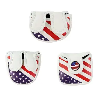 

Golf Putter Cover Mallet Headcover PU Waterproof Magnetic Pattern Golf Club Covers Square Shape Putter