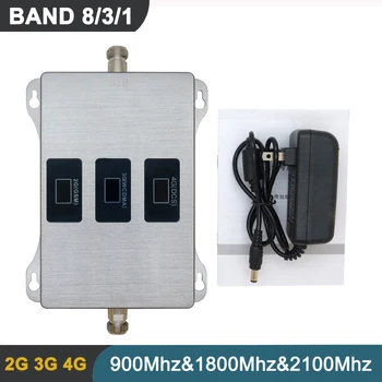 

2G 3G 4G Signal Repeater Band 8 3 1 Tri Band Mobile Phone Cellular Signal Range Extender Booster Amplifie 900Mhz 1800 2100Mhz