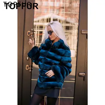

TOPFUR 2018 Winter New Natural Rex Rabbit Fur Coat Women Genuine Real Fur Jacket Winter Warm Luxury Fur Coat With Fur Collar
