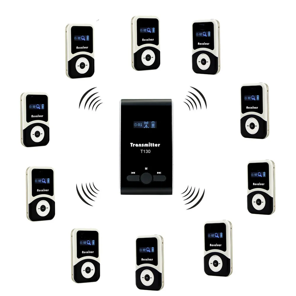 

Wireless Tour Guide System 1 Transmitter+10 Receiver T131+Mic for Tour Guiding Simultaneous Translation Interpretation