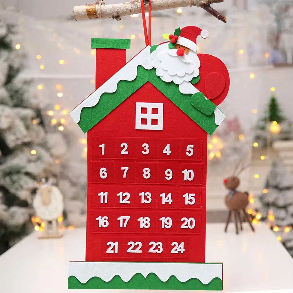 DIY Рождественский нетканый Санта-Клаус обратного отсчета Подвеска для календаря мультфильм Рождественская елка(24 дня обратного отсчета