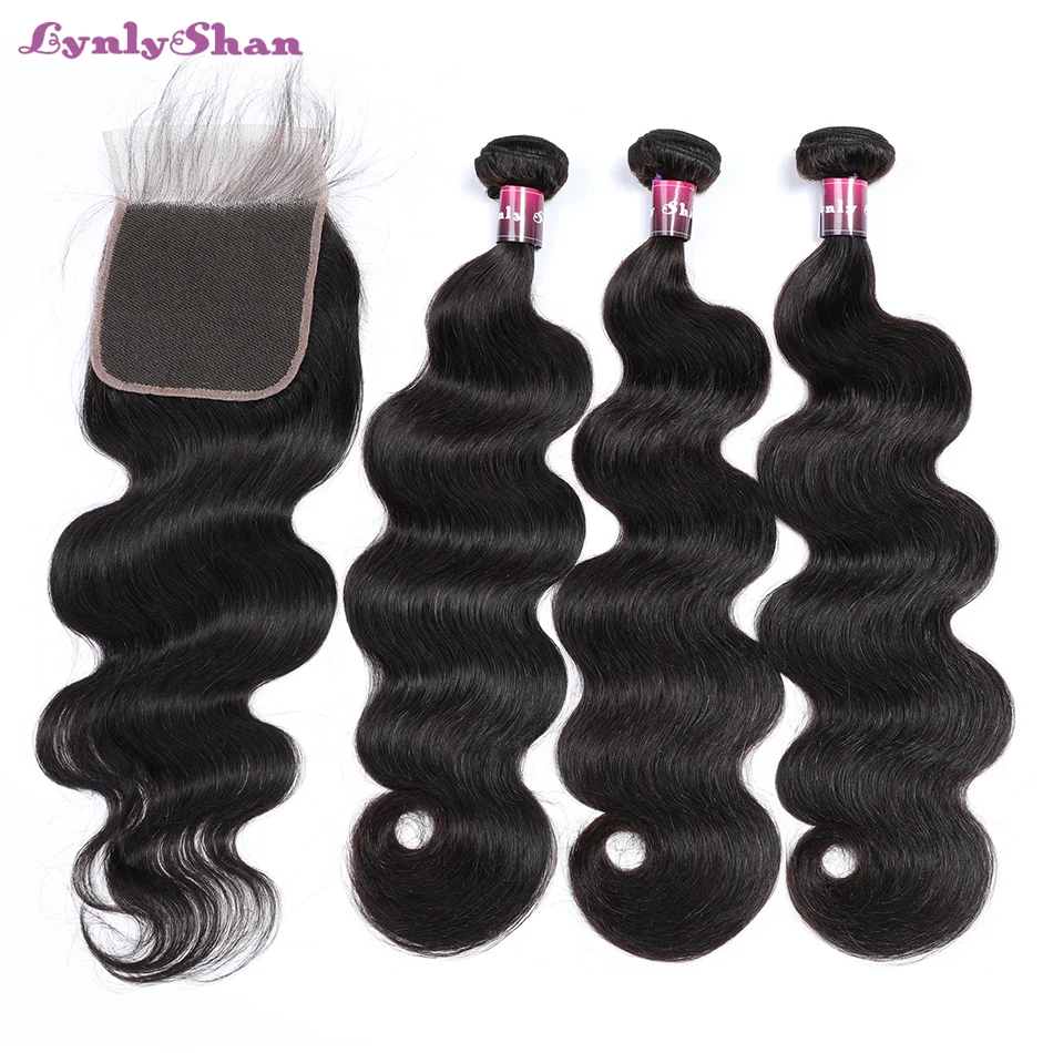 

Lynlyshan Human Hair Body Wave Bundles With Closure Indian Remy Hair With 4*4 Closure 8-30 Inch Free Shipping Natral Colour