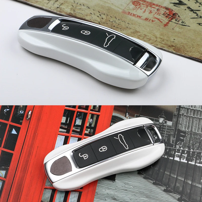 SRXTZM 2pcs/set Smart Key Case Cover Remote Holder Shell 3 Buttons Bag Keychain For Porsche Panamera 17+, Cayenne