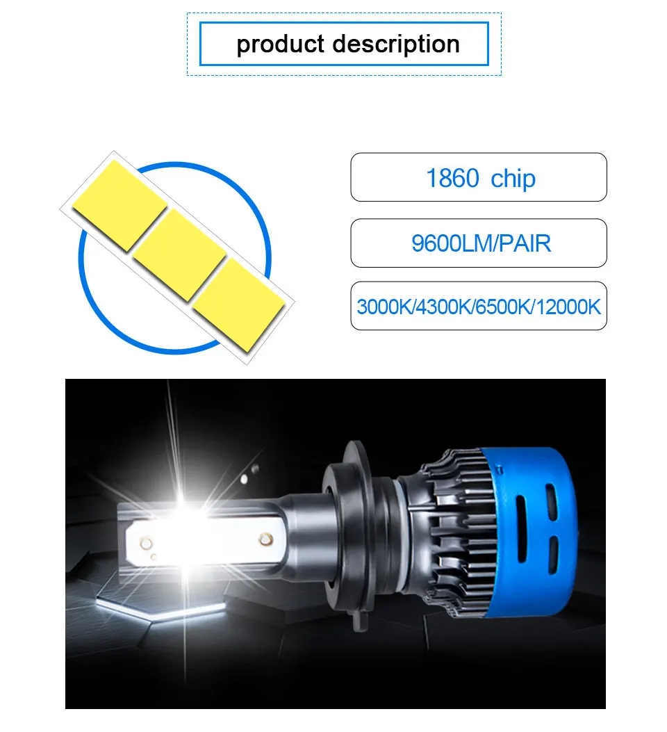 ATcomm H4 светодиодный фара мотоцикла H1 H7 H11/H8/H9 HS1 светодиодный 12V мото лампы 3000K 4300K 6500K 12000K для Honda CB400/NC700X/XR650L