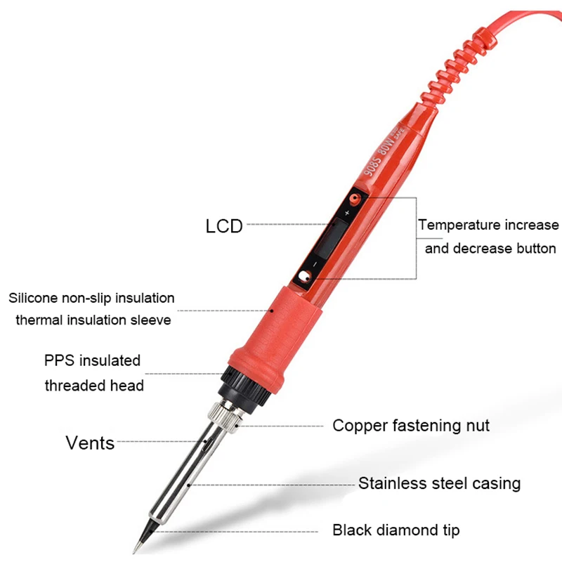 220 В 80 Вт ЖК Электрический паяльник Электронные сварочные инструменты наборы регулируемая температура паяльник с паяльником советы