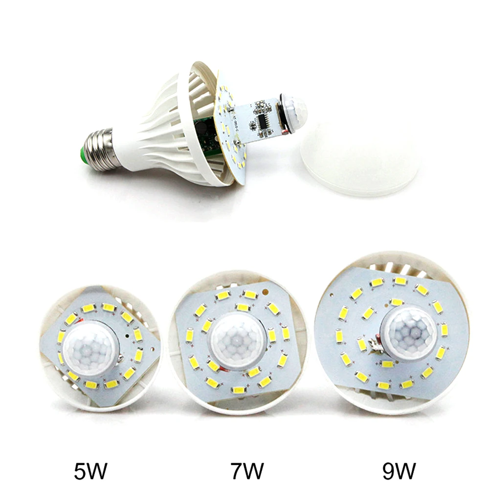 1Pcs LED PIR Motion Sensor Night Light E27 5W 7W 9W Automatic ON/OFF LED Bulb Light Sensitive Human Body Movement Detector Light