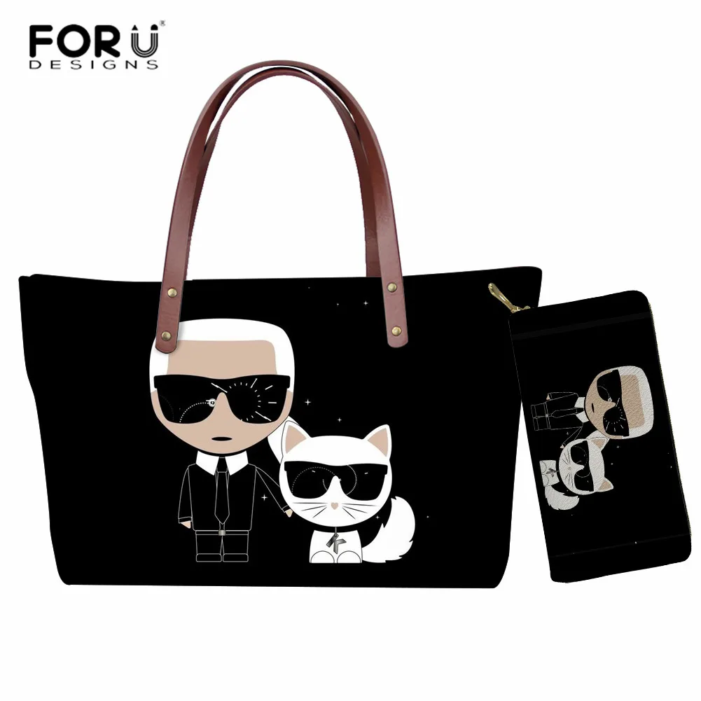 

FORUDESIGNS Shoulder Bag Women's Handbag and Wallets Sets Casual Ladies Large Capacity Neoprene Tote Bag 2Pcs Top-handle Bags