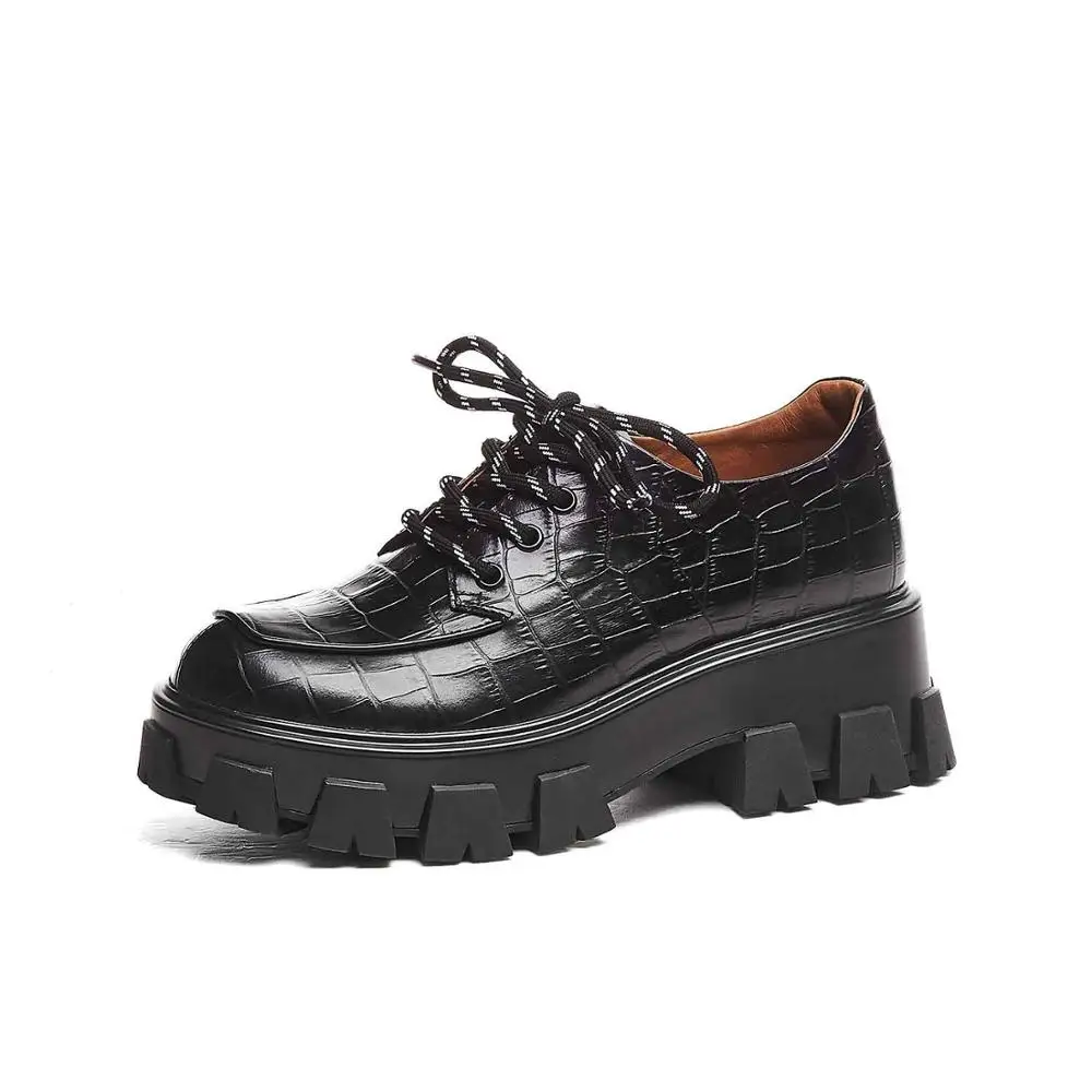 HARAVAL/сезон весна; Новинка; однотонные простые туфли-оксфорды на высоком каблуке; полуботинки в полоску и клетку в европейском стиле; Брендовая женская обувь; N110 - Цвет: Black