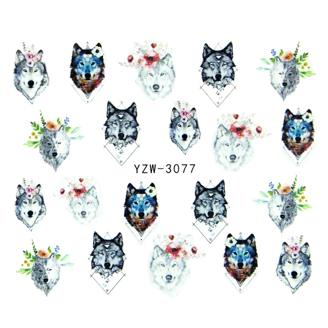 Nails Stickers Maple Leaf Seahorse Nail Sticker Pattern Transfer Nails Series Watermark Nail Decals Flowers Butterflies Color YZW-3077