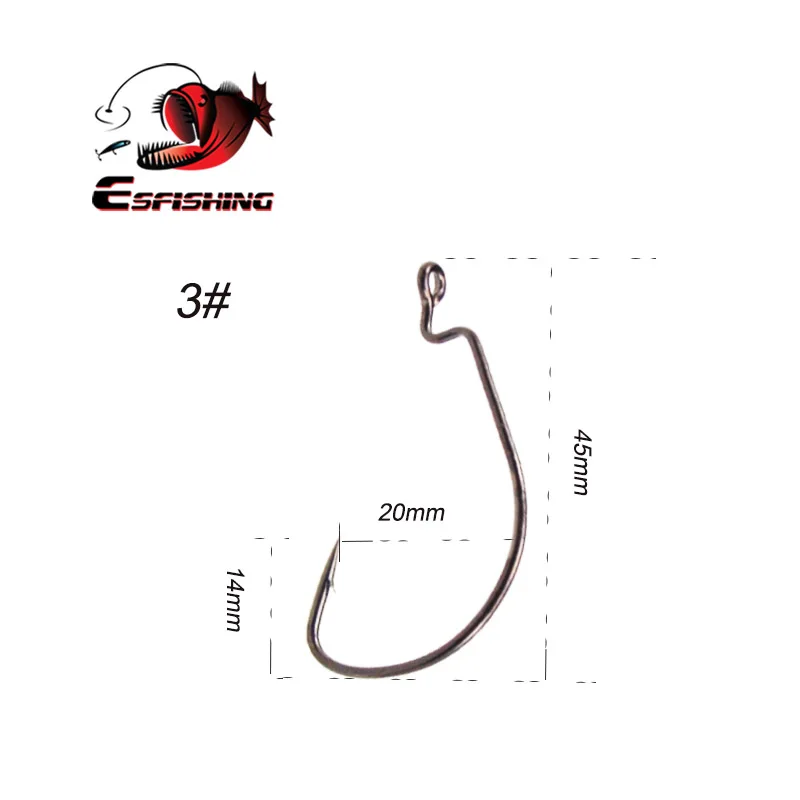 ESFISHING офсетный крючок из углеродистой стали рыболовные крючки рукоятка джига большие крючки на окуня свинцовая головка джиг кривошипный колючий крючок для мягкой рыболовной приманки - Цвет: No 3-14pcs