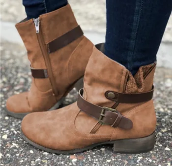 

2020 Wind British Tooling Snow Boots Ladies Large Size High Boots Short Boots Wild Casual Shoes Women's Boots Botas Mujer