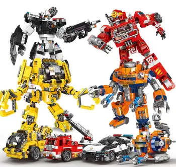 

Technic City 2 in 1 Superhero Mech Firemen Model Building Blocks Engineering Robot Bricks Toys Gift For Children