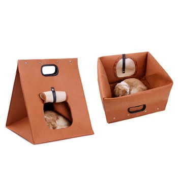 

Creative Felt Pet Nest Cat Bed Washable Kennel Folding Breathable Cat Litter Convenient Portable Cat Litter Dog Cage For Teddy 5