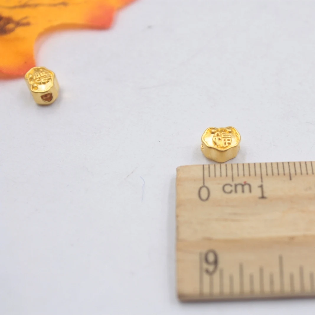 Твердая Подвеска из желтого золота 24K с объемным дизайном, подвеска Ruyi, вес 0.12gx2, Размер 7x5 мм, марка: 999