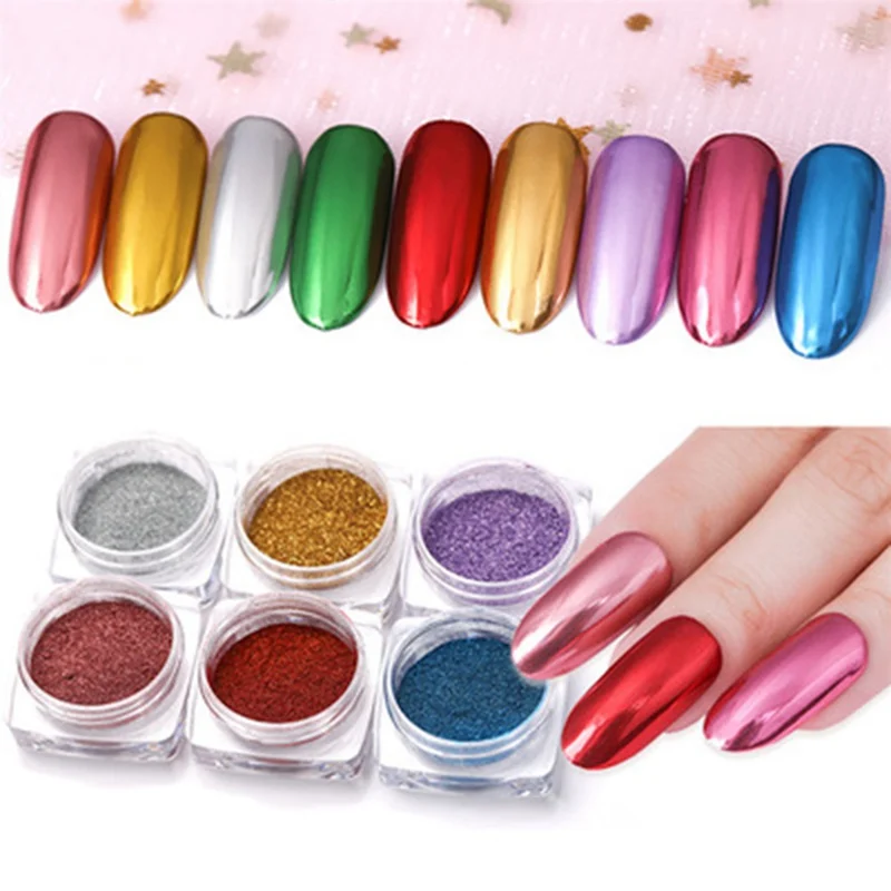 

1 Jar Magic Mirror Electroplate Metal Titanium Powder Dust Chrome Shiny UV Gel Polish Flakes Sequins Nail Art Decorations