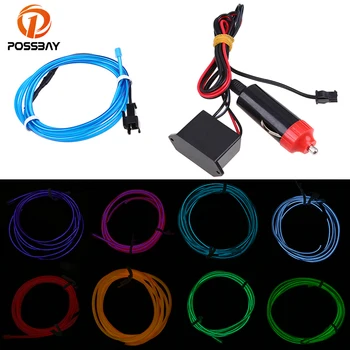 

POSSBAY 2M Flexible DIY Car LED Light EL Wire Strip Rope Glow Lamp Decorative + Output Connector For Car Stage Party Decoration