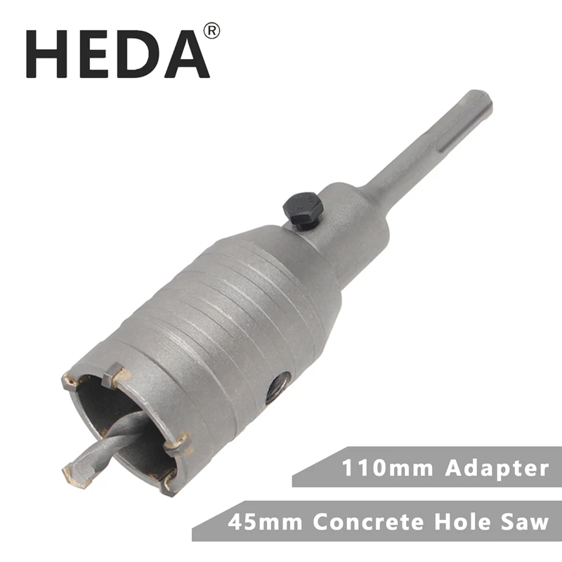 HEDA 45mm Concrete Tungsten Carbide Alloy Core Hole Saw SDS PLUS Electric Hollow Drill Bit Air Conditioning Pipe Cement Stone heda 75mm concrete tungsten carbide alloy core hole saw sds plus electric hollow drill bit air conditioning pipe cement stone