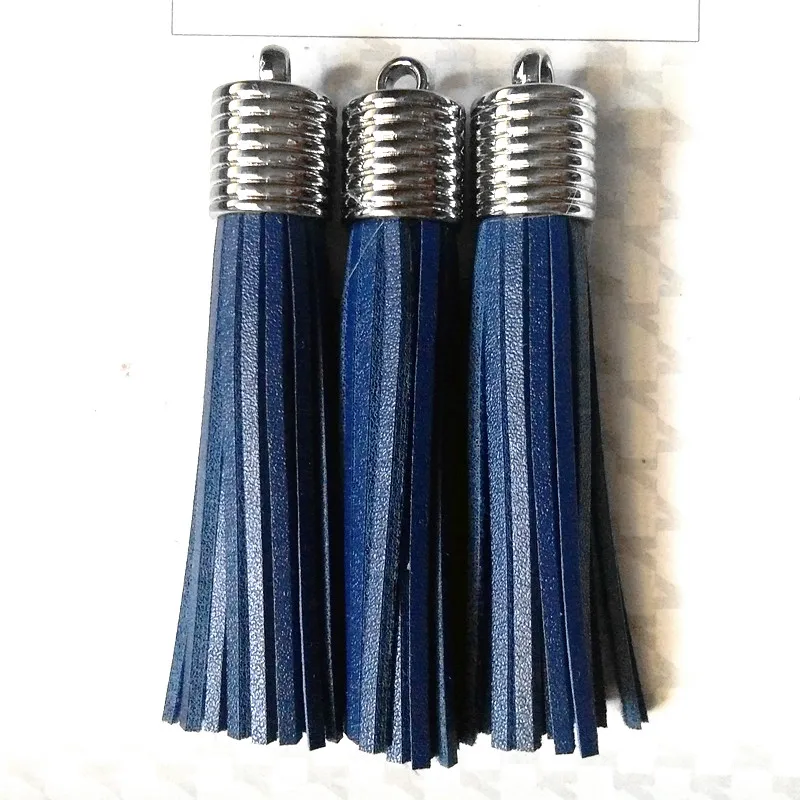 

FUYIER Gun Black Top Leather Tassel Long Tassel DIY Jewelry Accessories For Key chains Earrings Charming Pendant 7.8cm 12pcs/lot