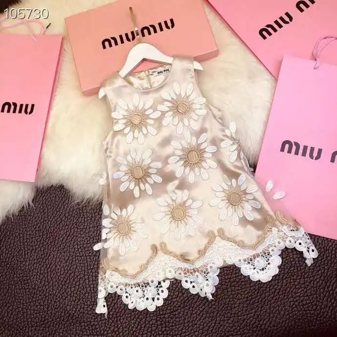 Новинка; модные летние платья для девочек; коллекция года; милые кружевные платья принцессы без рукавов с круглым вырезом и вышивкой для девочек; праздничные платья