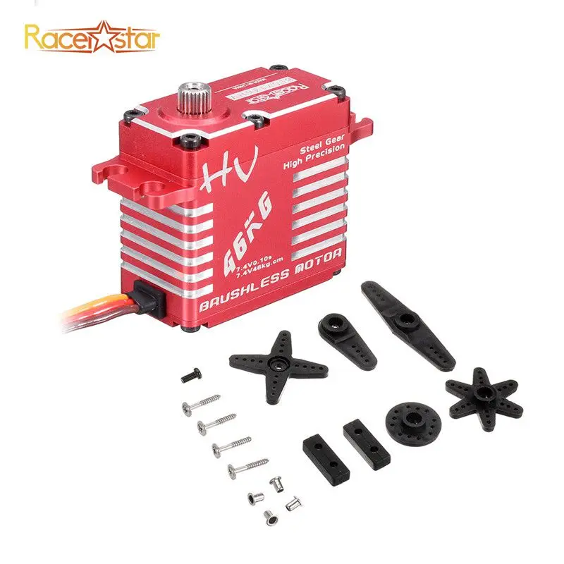 Racerstar BL7146HV 180 ° 46 кг 6,0 V-7,4 V 2BB бесщеточный металлический зубчатый цифровой сервопривод для радиоуправляемого самолета автомобиля робота запасные части Аксессуары