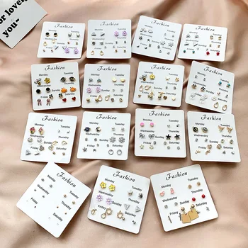 

TAFREE Hot 2020 New One Week Sets Monday To Sunday Studs Earrings Geometric Small Ear Studs For Girl Fashion Jewelry E0450